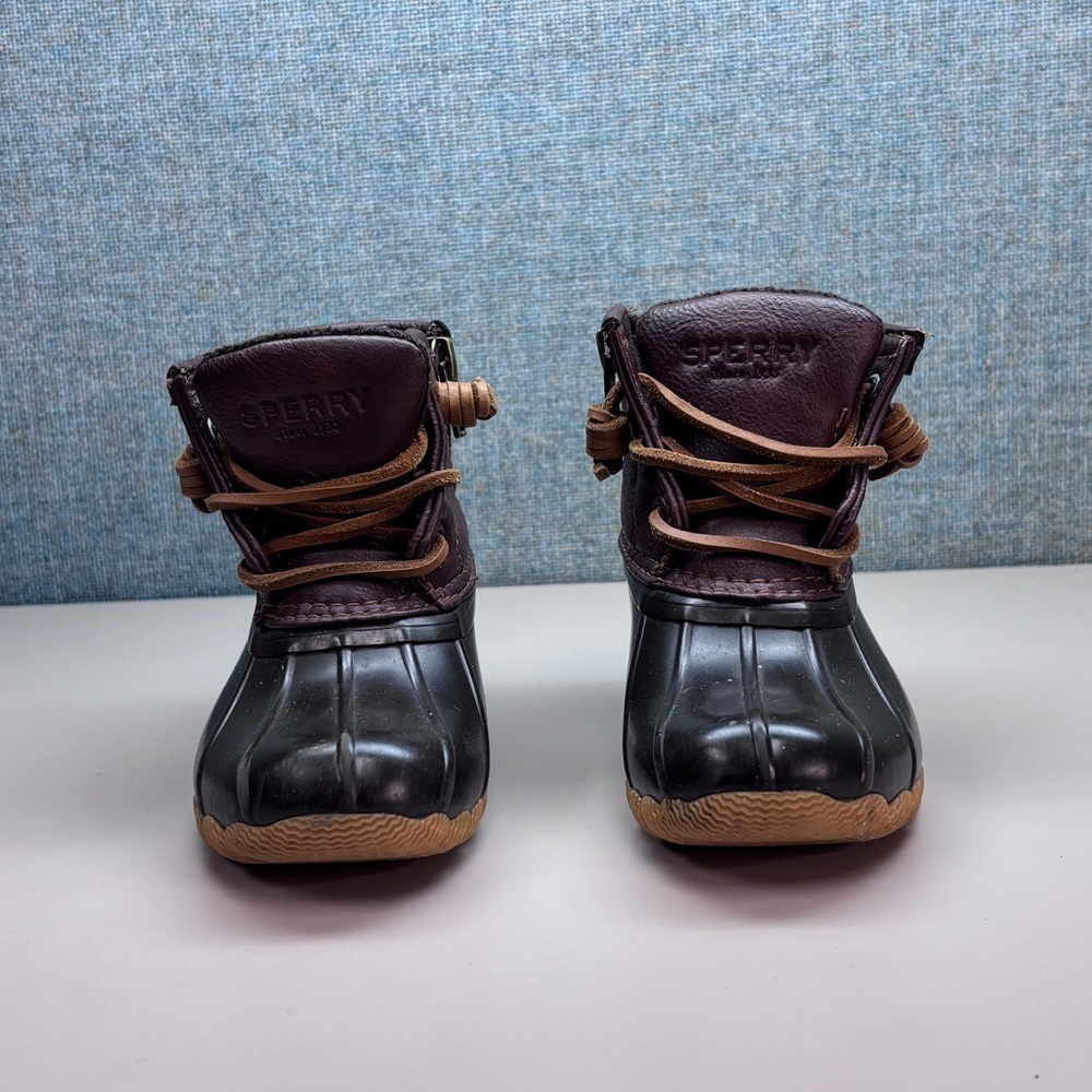 Sperry Dark Brown Girls Sz 8M Saltwater Boots, EUC. - Picture 4 of 11